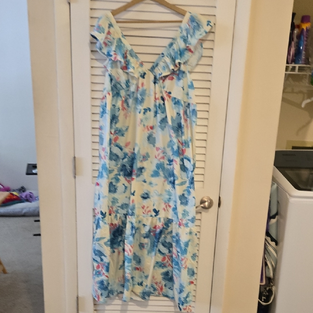 NWOT First Love Blue Floral Maxi Dress